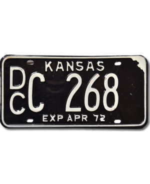 Amerikai rendszám Kansas 1972 Black DCC 268