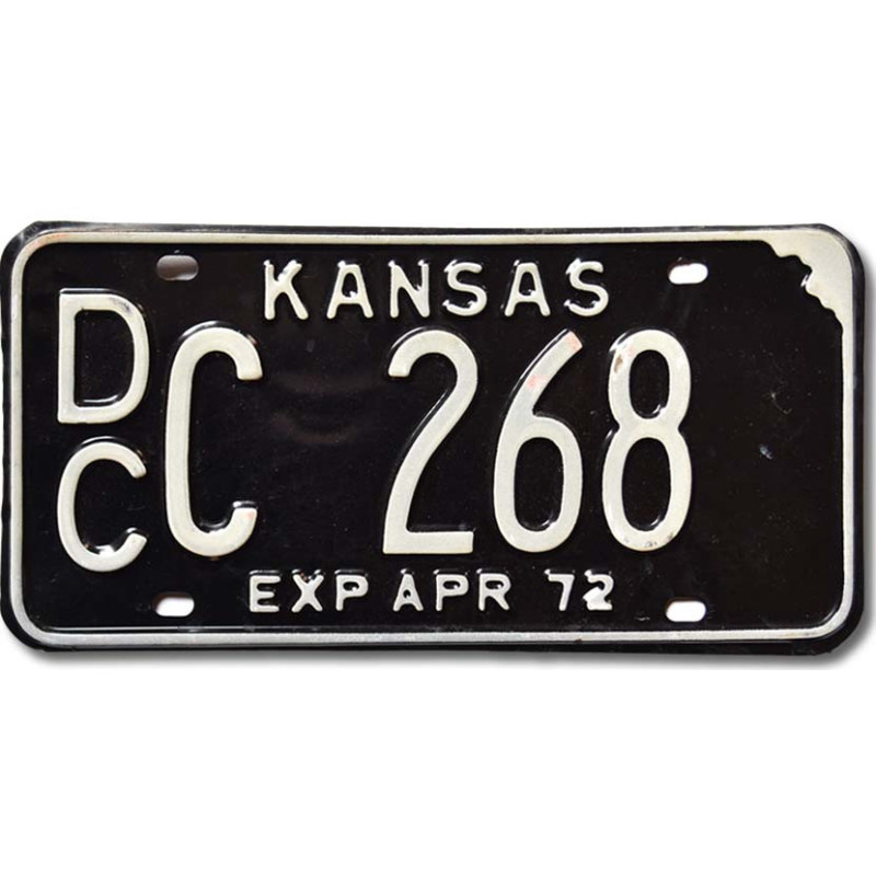 Amerikai rendszám Kansas 1972 Black DCC 268