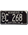 Amerikai rendszám Kansas 1972 Black DCC 268