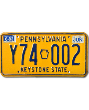 Amerikai rendszám Pennsylvania 1982 Keystone Y74 002