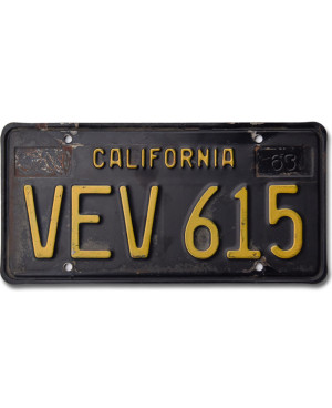Amerikai rendszám California 1963 Black VEV 615
