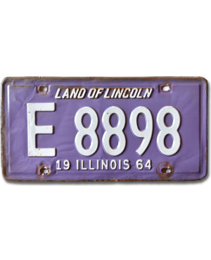 Amerikai rendszám Illinois 1964 Purple E 8898