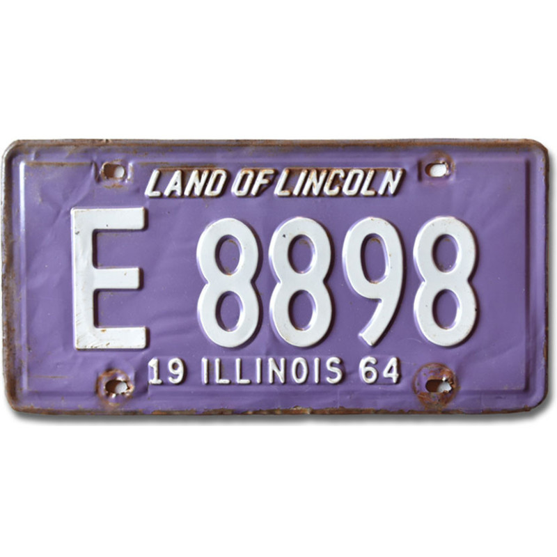 Amerikai rendszám Illinois 1964 Purple E 8898
