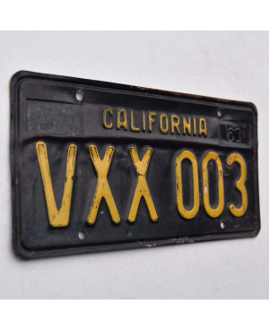 Amerikai rendszám California 1963 Black VXX 003