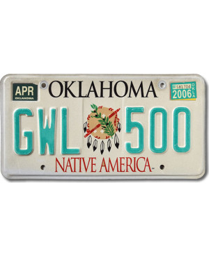 Amerikai rendszám Oklahoma Native America