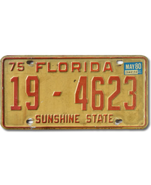 Amerikai rendszám Florida 1975 Sunshine State 19-4623