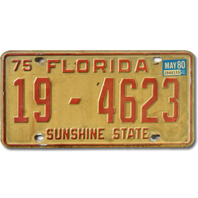 Amerikai rendszám Florida 1975 Sunshine State 19-4623