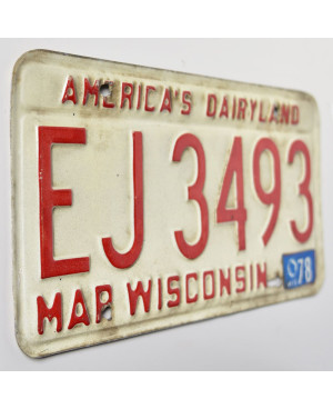 Amerikai rendszám Wisconsin 1978 Dairyland EJ 3493