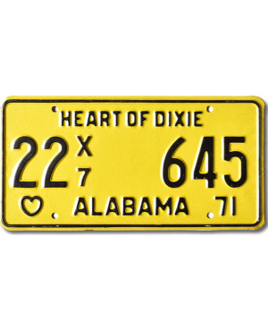 Amerikai rendszám Alabama 1971 Truck Heart of Dixie 22X7 645