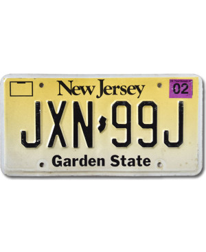 Amerikai rendszám New Jersey Garden State JNX-99J