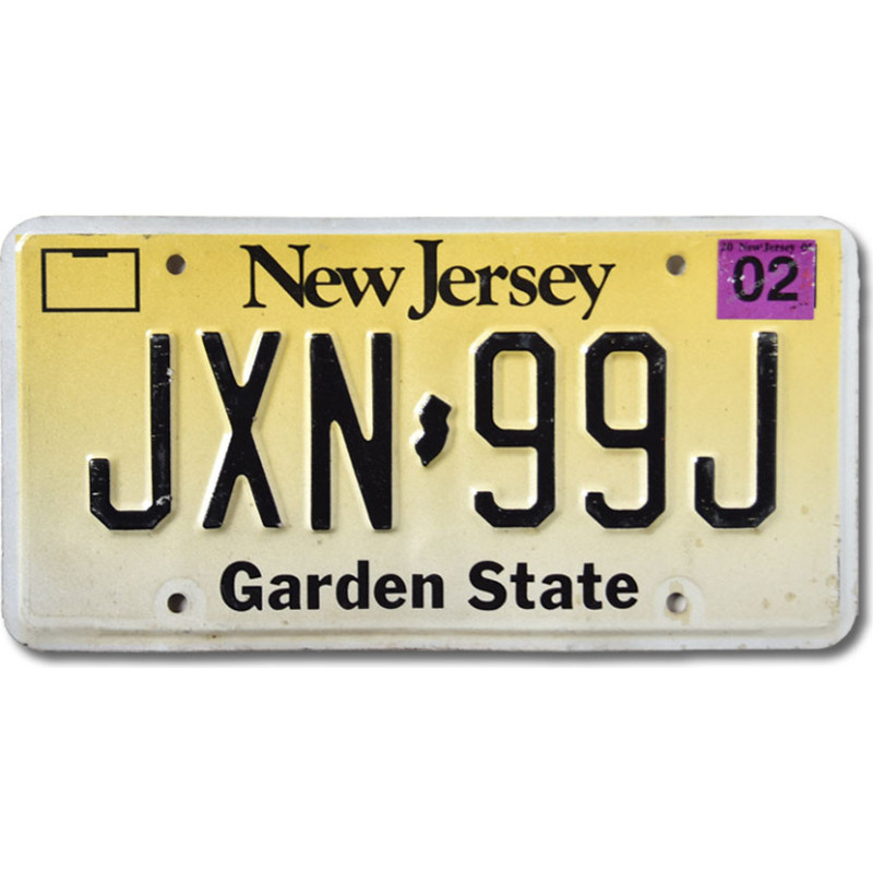 Amerikai rendszám New Jersey Garden State JNX-99J