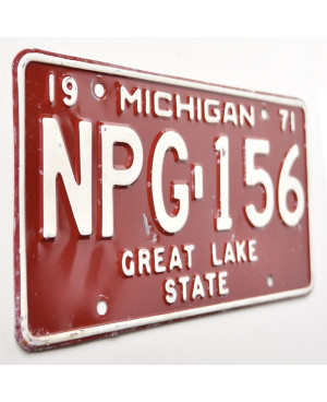 Amerikai rendszám Michigan 1971 Great Lake NPG-156