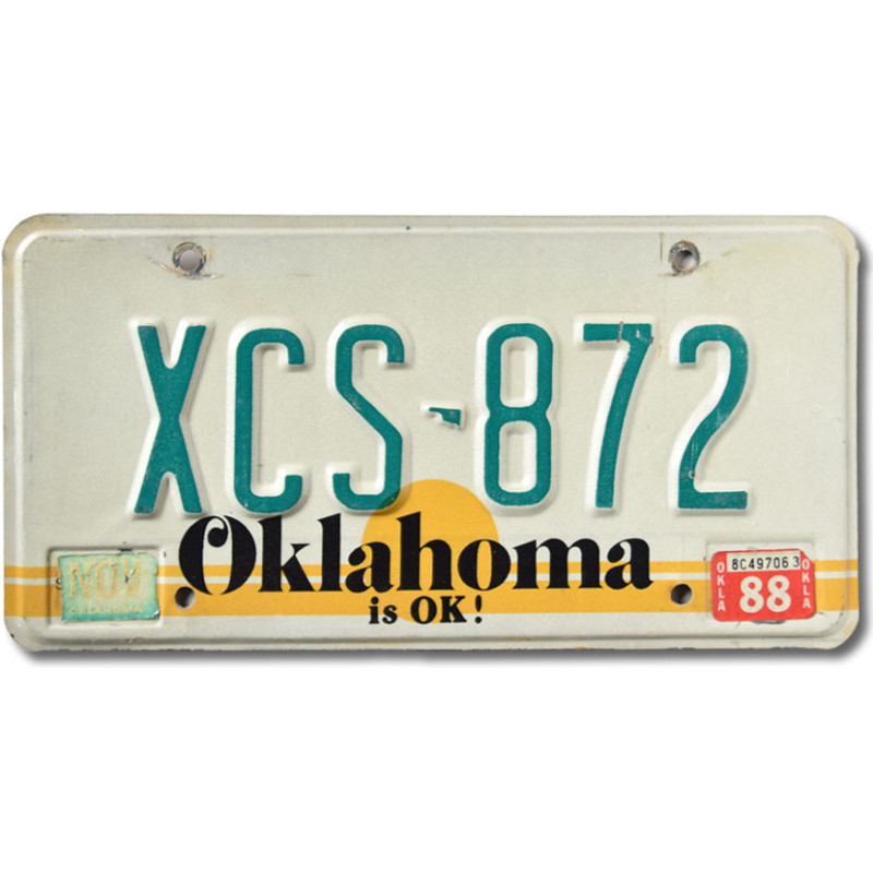 Amerikai rendszám Oklahoma is OK XCS-872