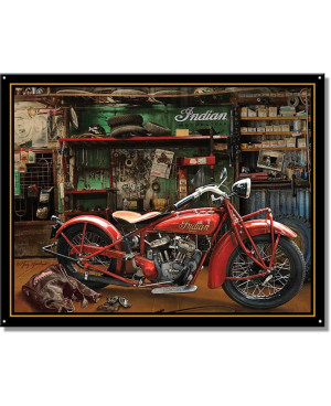 Fém tábla Indian Scout in Garage 40 cm x 32 cm