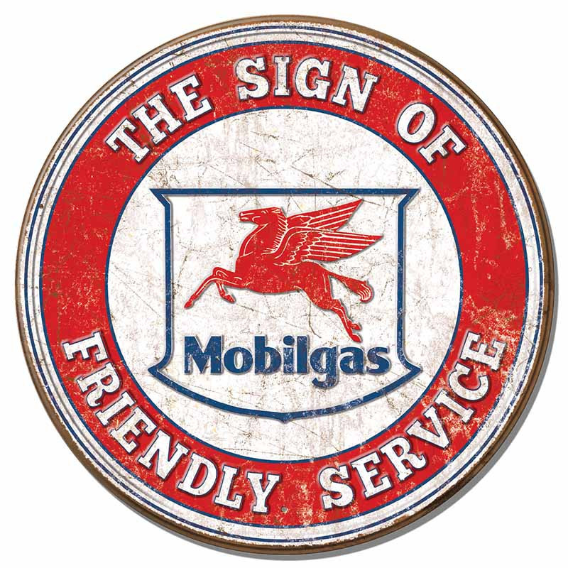 Fém tábla Mobilgas Friendly Service round 30 cm