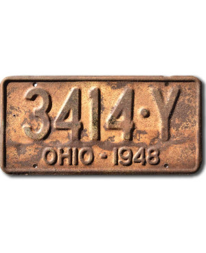 Amerikai rendszám Ohio 1948 Yellow 3114-Y