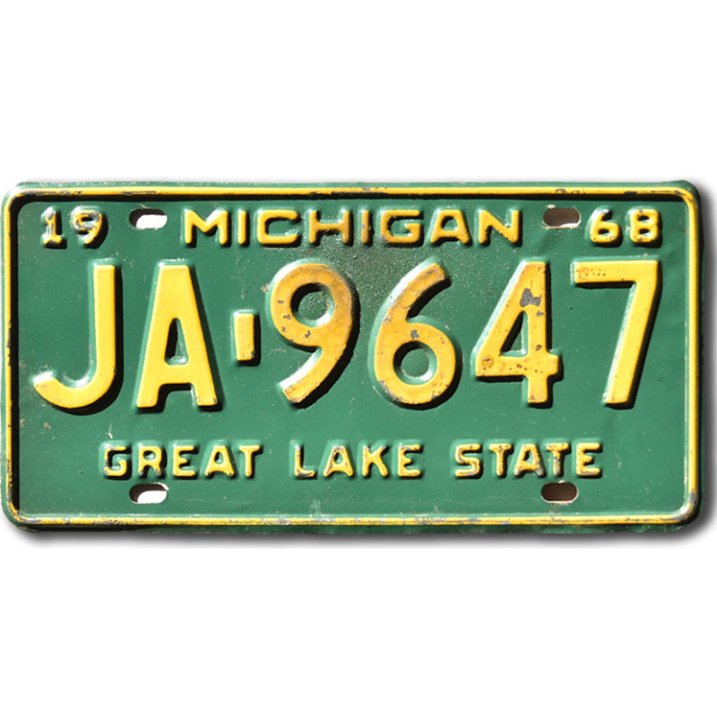 Amerikai rendszám Michigan 1968 Green Great Lake JA-9647