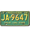 Amerikai rendszám Michigan 1968 Green Great Lake JA-9647