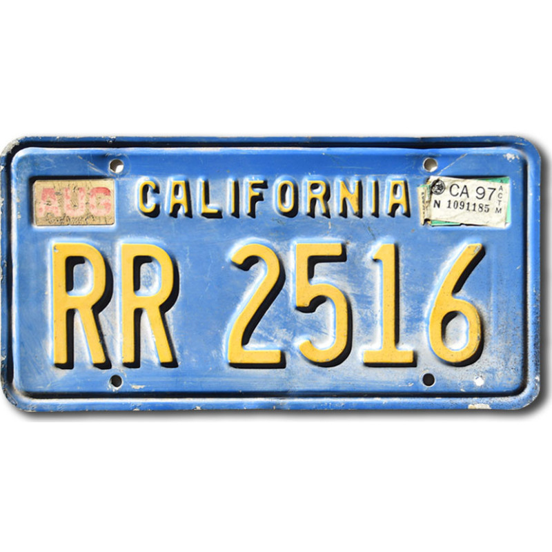 Amerikai rendszám California 1997 Blue RR 2516