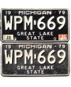 Amerikai rendszám Michigan 1979 Black WPM-669 pár