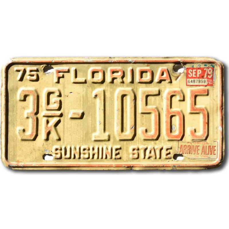 Amerikai rendszám Florida 1975 Arrive Alive 3GK-10565