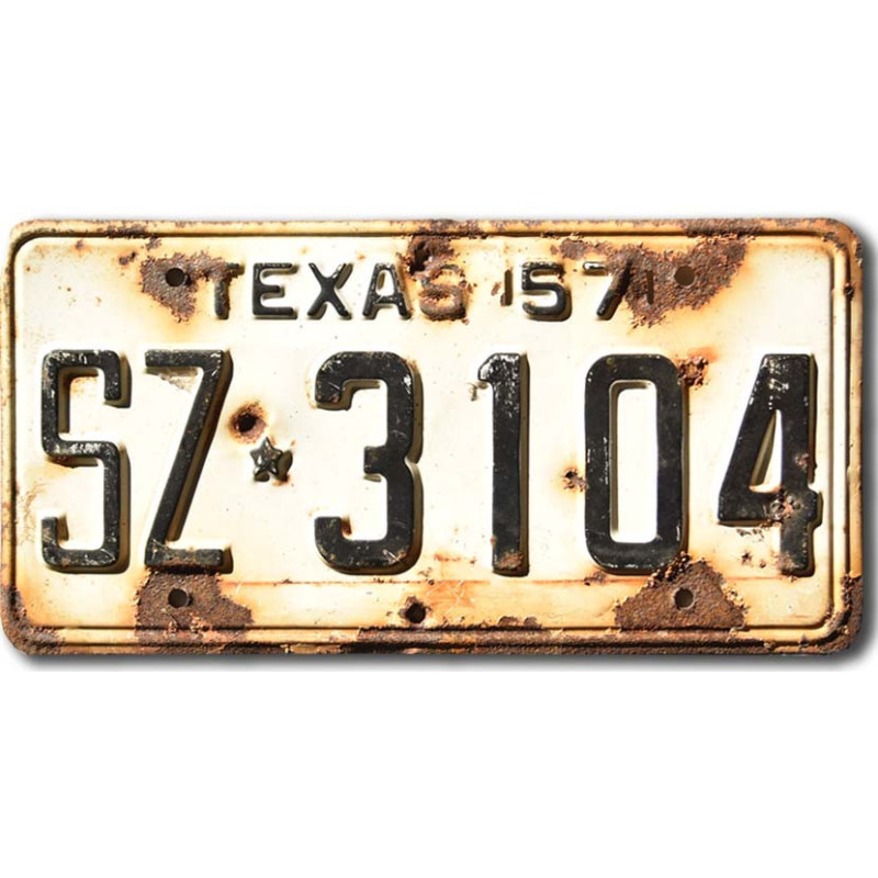 Amerikai rendszám Texas 1957 White SZ-3104