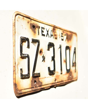 Amerikai rendszám Texas 1957 White SZ-3104