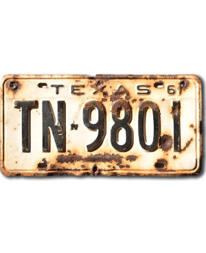 Amerikai rendszám Texas 1961 White TN-9801