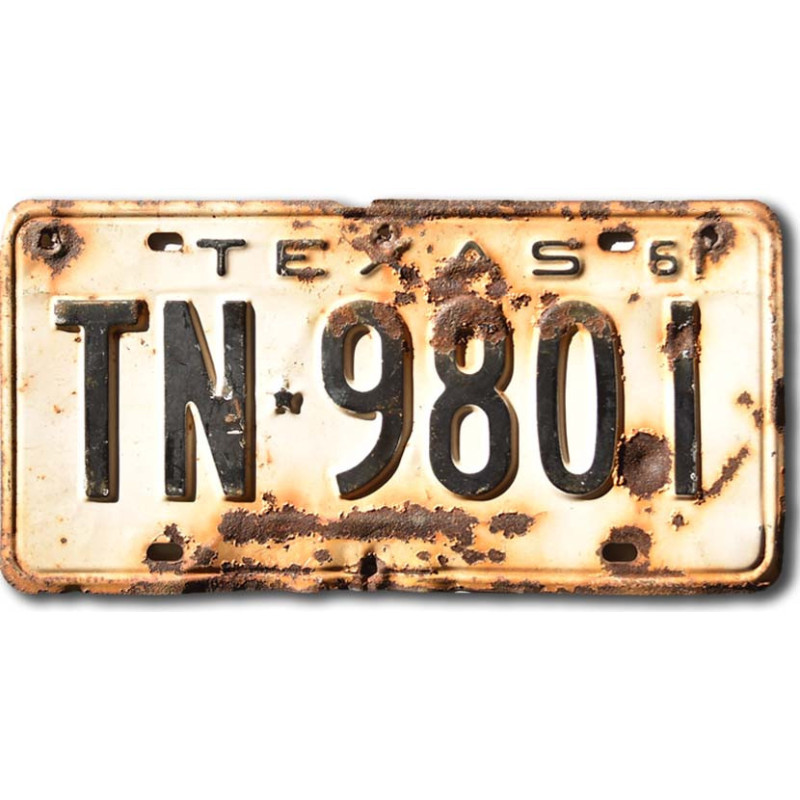 Amerikai rendszám Texas 1961 White TN-9801