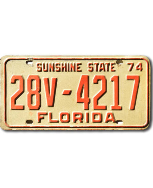 Amerikai rendszám Florida 1974 Sunshine State 28V-4217