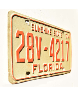 Amerikai rendszám Florida 1974 Sunshine State 28V-4217