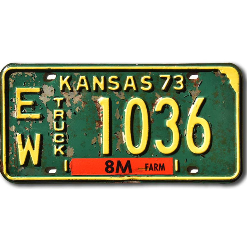 Amerikai rendszám Kansas 1973 Green Truck EW 1036