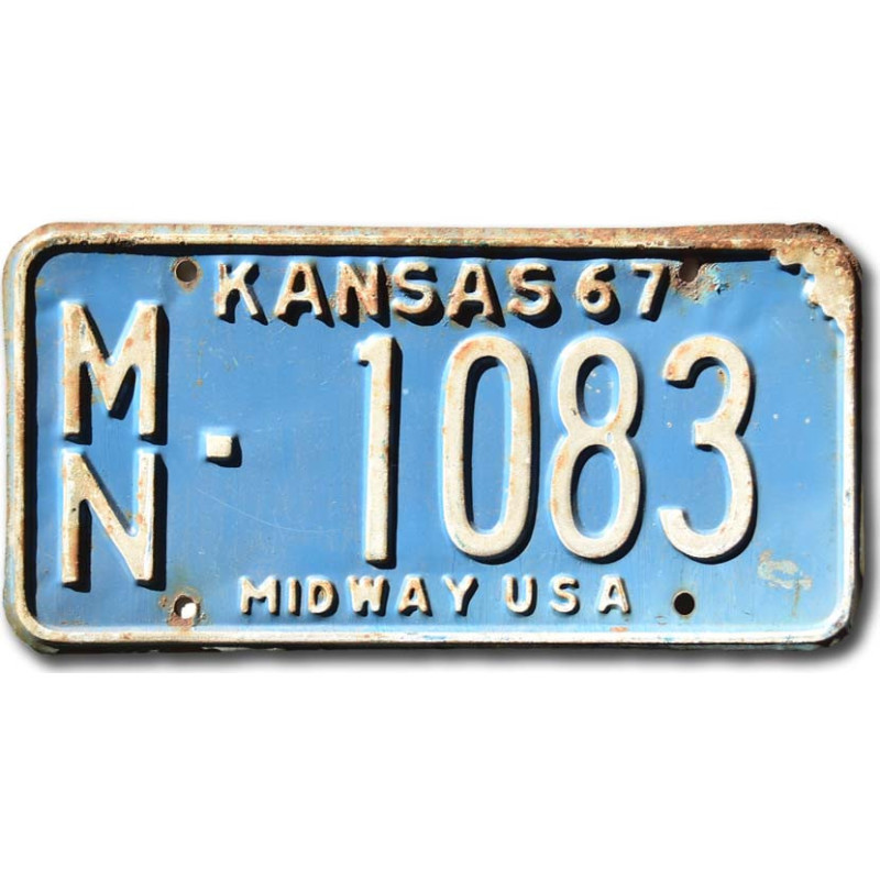 Amerikai rendszám Kansas 1967 Blue Midway MN-1083