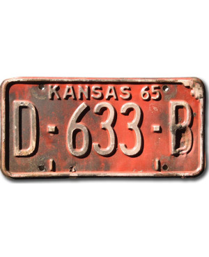 Amerikai rendszám Kansas 1965 Red D-633-B