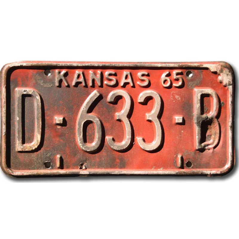 Amerikai rendszám Kansas 1965 Red D-633-B