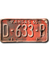Amerikai rendszám Kansas 1965 Red D-633-B