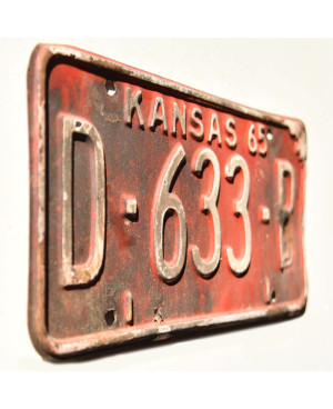 Amerikai rendszám Kansas 1965 Red D-633-B