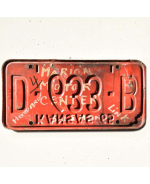 Amerikai rendszám Kansas 1965 Red D-633-B