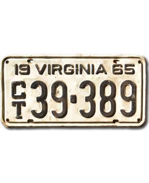 Amerikai rendszám Virginia 1965 White CT39-389