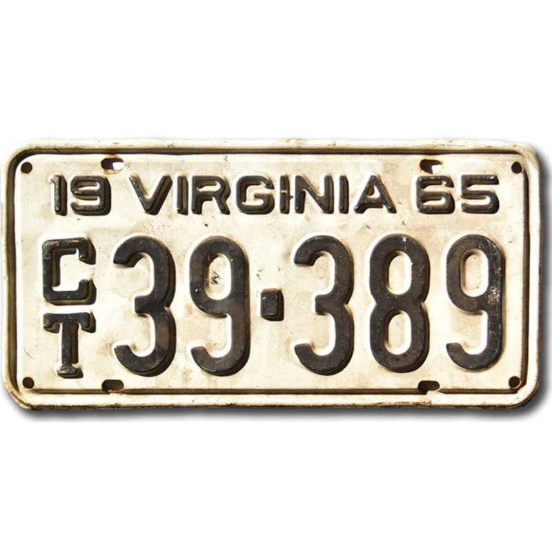 Amerikai rendszám Virginia 1965 White CT39-389