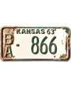 Amerikai rendszám Kansas 1963 White BA-866