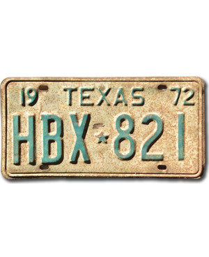 Amerikai rendszám Texas 1972 HBX-821
