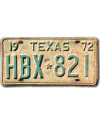 Amerikai rendszám Texas 1972 HBX-821