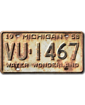 Amerikai rendszám Michigan 1958 Water Wonderland VU-1467