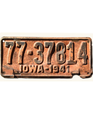 Amerikai rendszám Iowa 1941 Yellow 77-37814