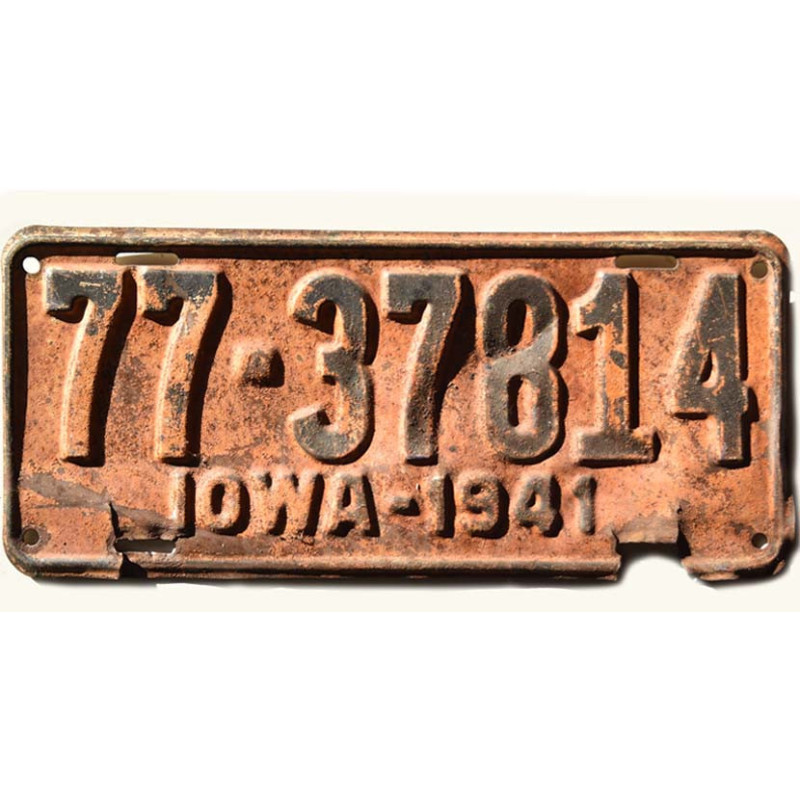 Amerikai rendszám Iowa 1941 Yellow 77-37814