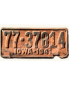 Amerikai rendszám Iowa 1941 Yellow 77-37814