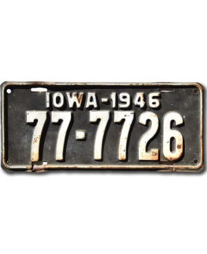 Amerikai rendszám Iowa 1946 Black 77-7726