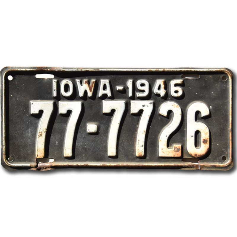 Amerikai rendszám Iowa 1946 Black 77-7726