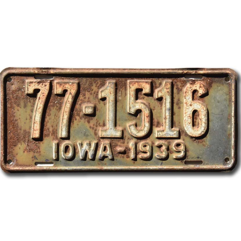 Amerikai rendszám Iowa 1939 Black 77-1516